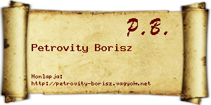 Petrovity Borisz névjegykártya
